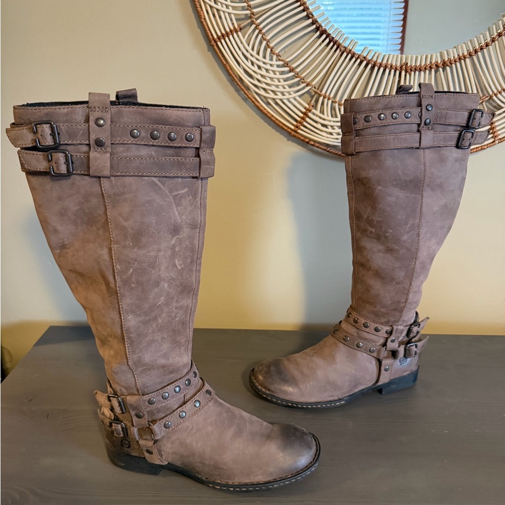 Born Gwynn Harness Brown Leather Knee High Boots - Picture 2 of 11